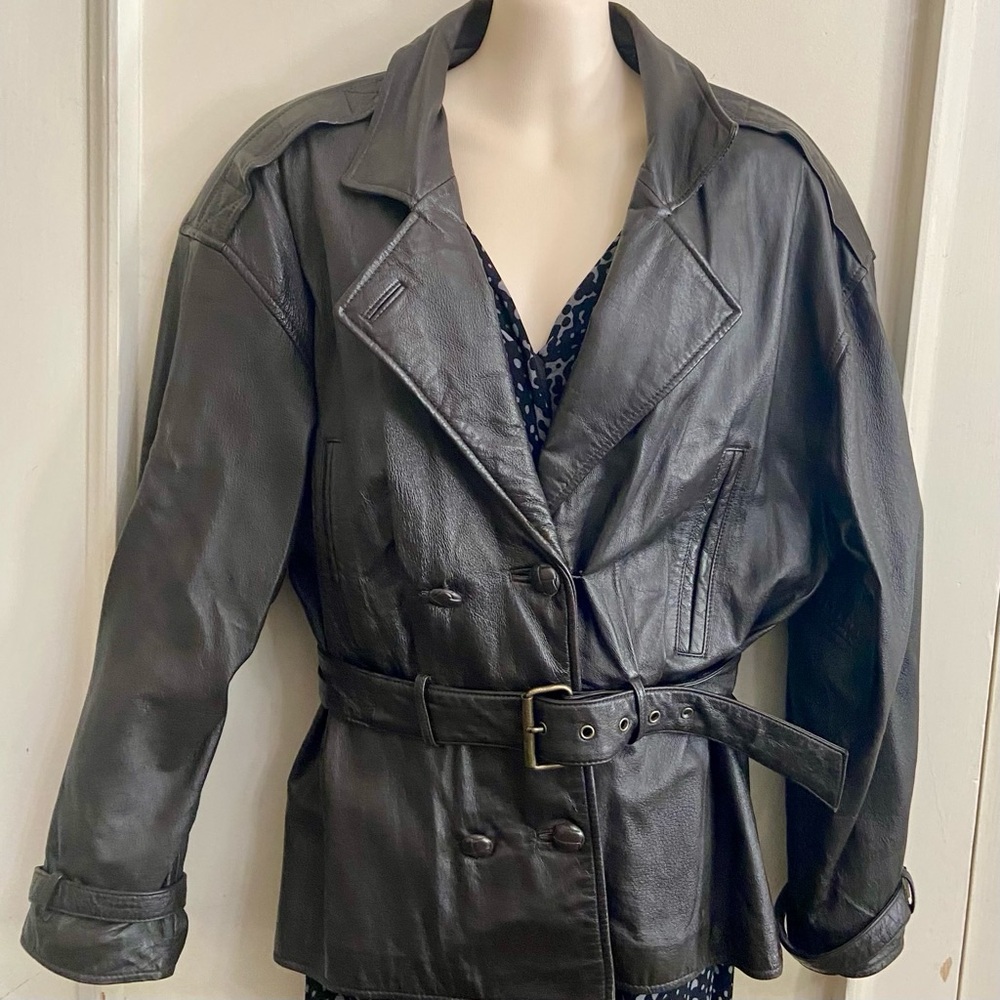 Vintage, Spiegel Black Leather Ladies Jacket (M)